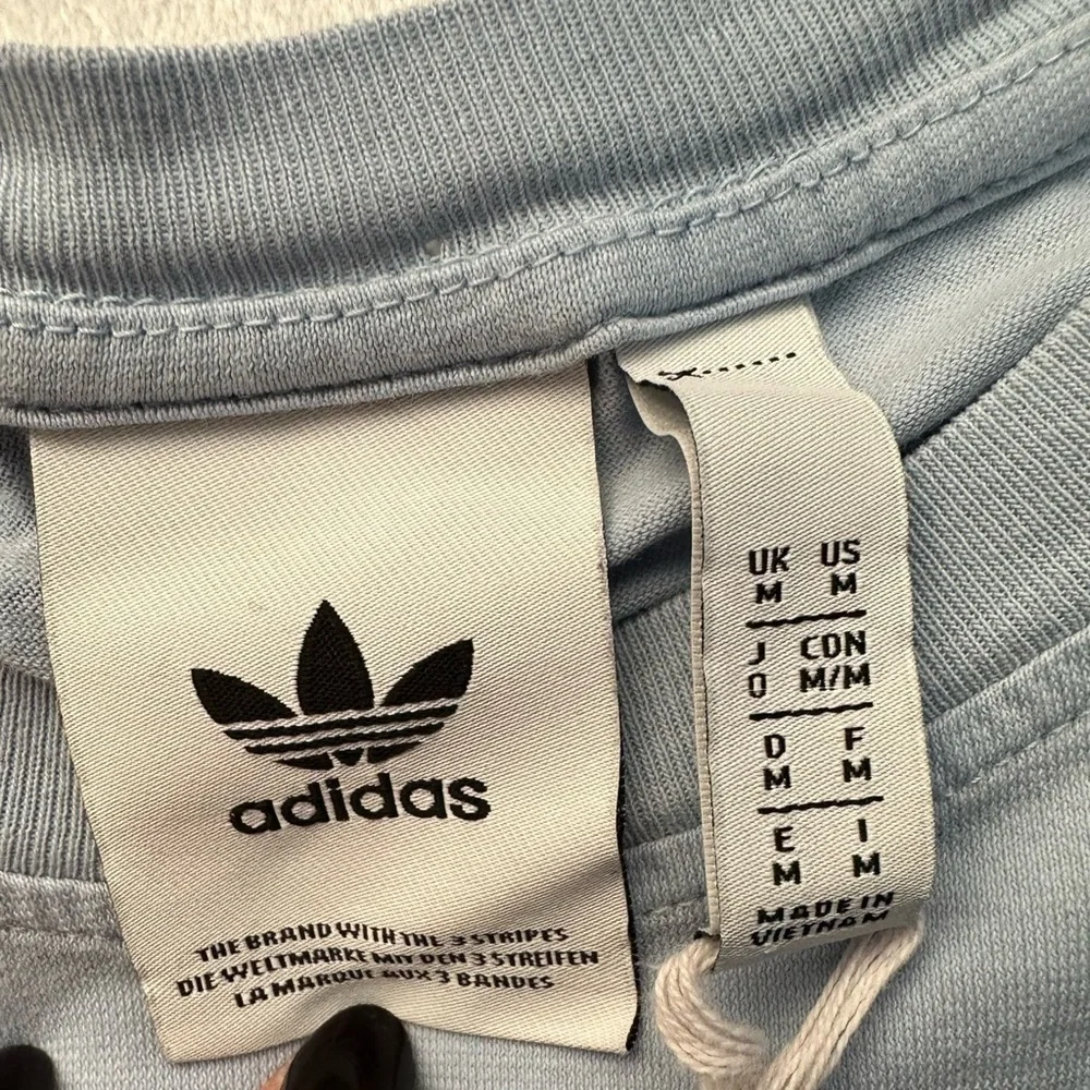 Adidas Logo All Over Print AOP Graphic Blue T-Shirt Adult M Men 3Stripes Classic